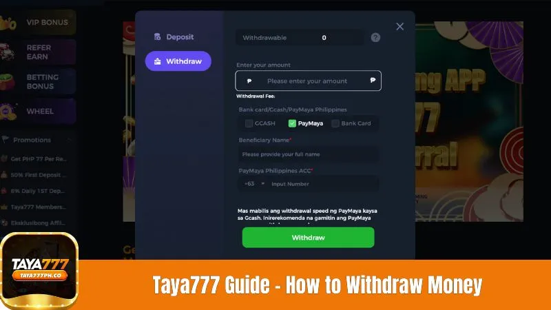Taya777 Guide - How to Withdraw Money