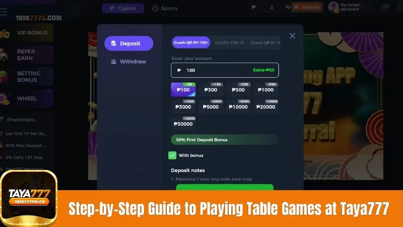 Step-by-Step Guide to Playing Table Games at Taya777